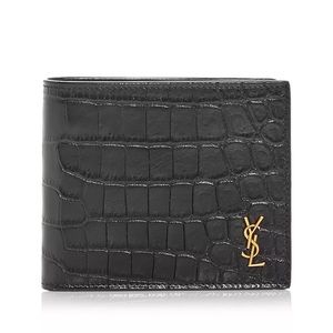 Saint Laurent Croc Embossed Bifold Wallet